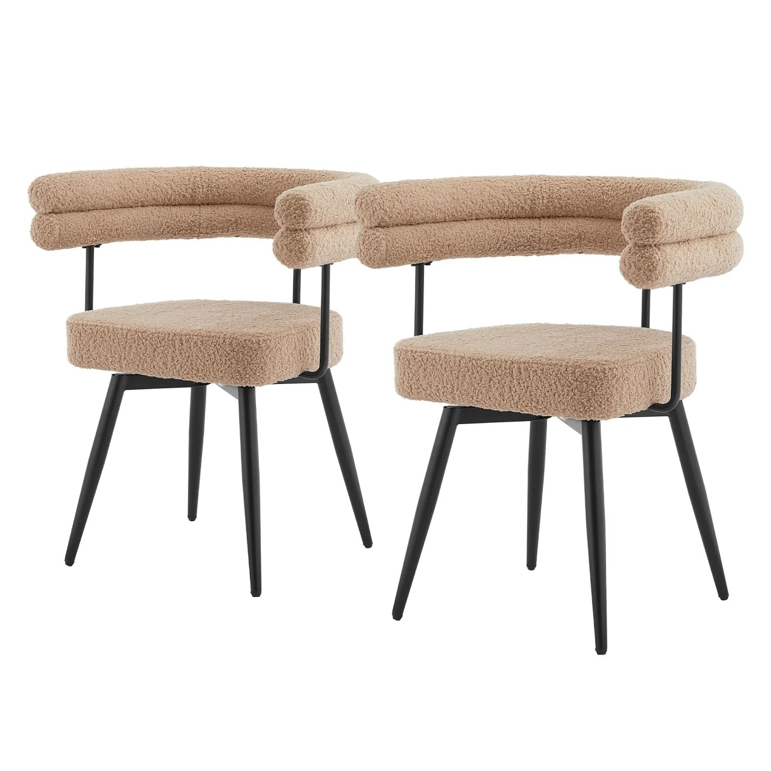 Ml-Design Esszimmerstühle Drehbar 2Er Set Braun Teddy-Stoff