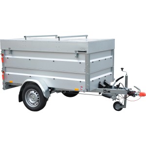 Stema Anhänger Basic 850 mit Bordwandaufsatz und Deckel, gebremst.