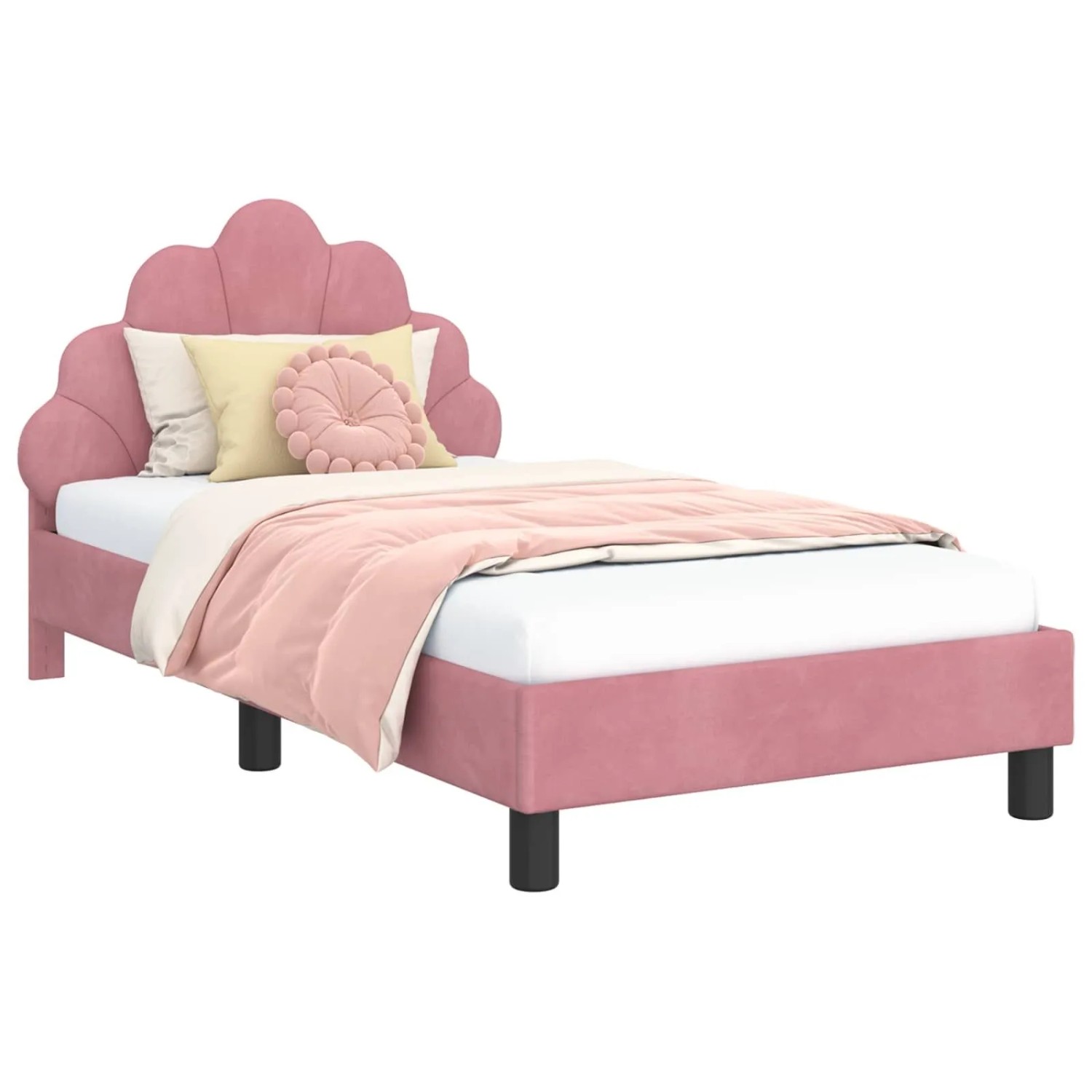 vidaXL Kinderbettgestell mit Kopfteil Rosa 80 x 160 cm Samt 42011144