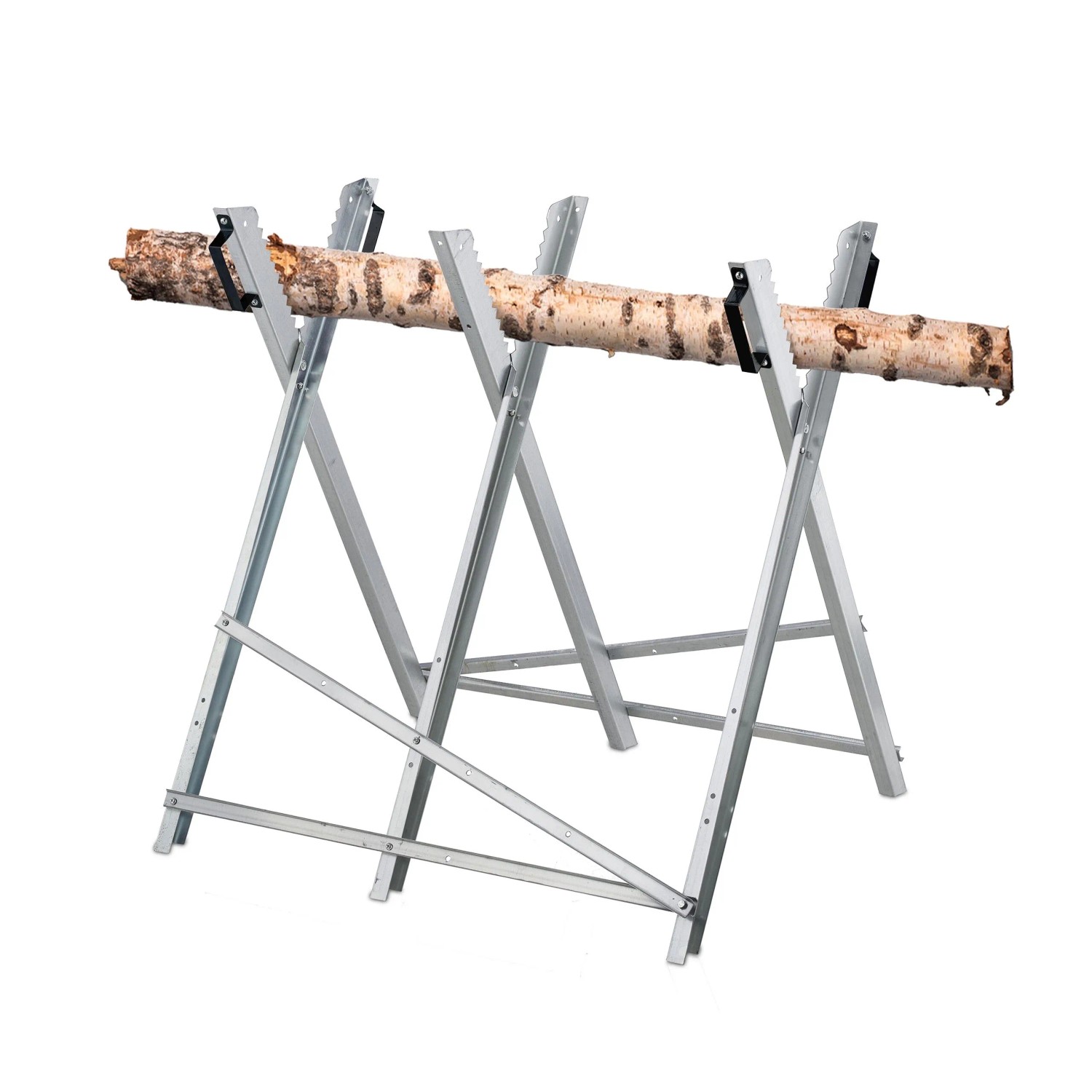 Relaxdays Sägebock Stahl Silber Schwarz Klappbar Verstellbar 80 cm x 80 cm x 85 cm 5,3 kg