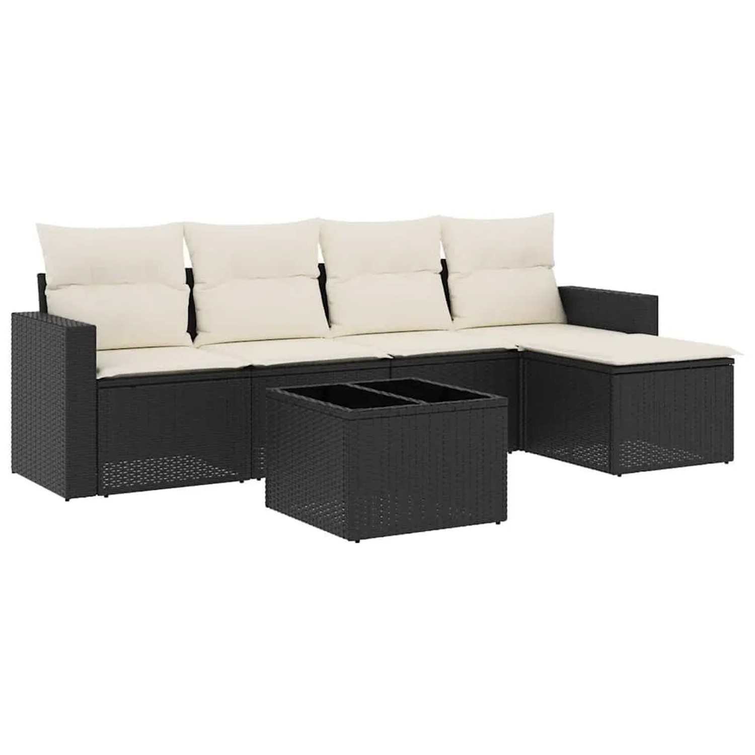 vidaXL 6-Tlg Garten-Sofagarnitur mit Kissen Schwarz Poly Rattan 3251233 günstig online kaufen