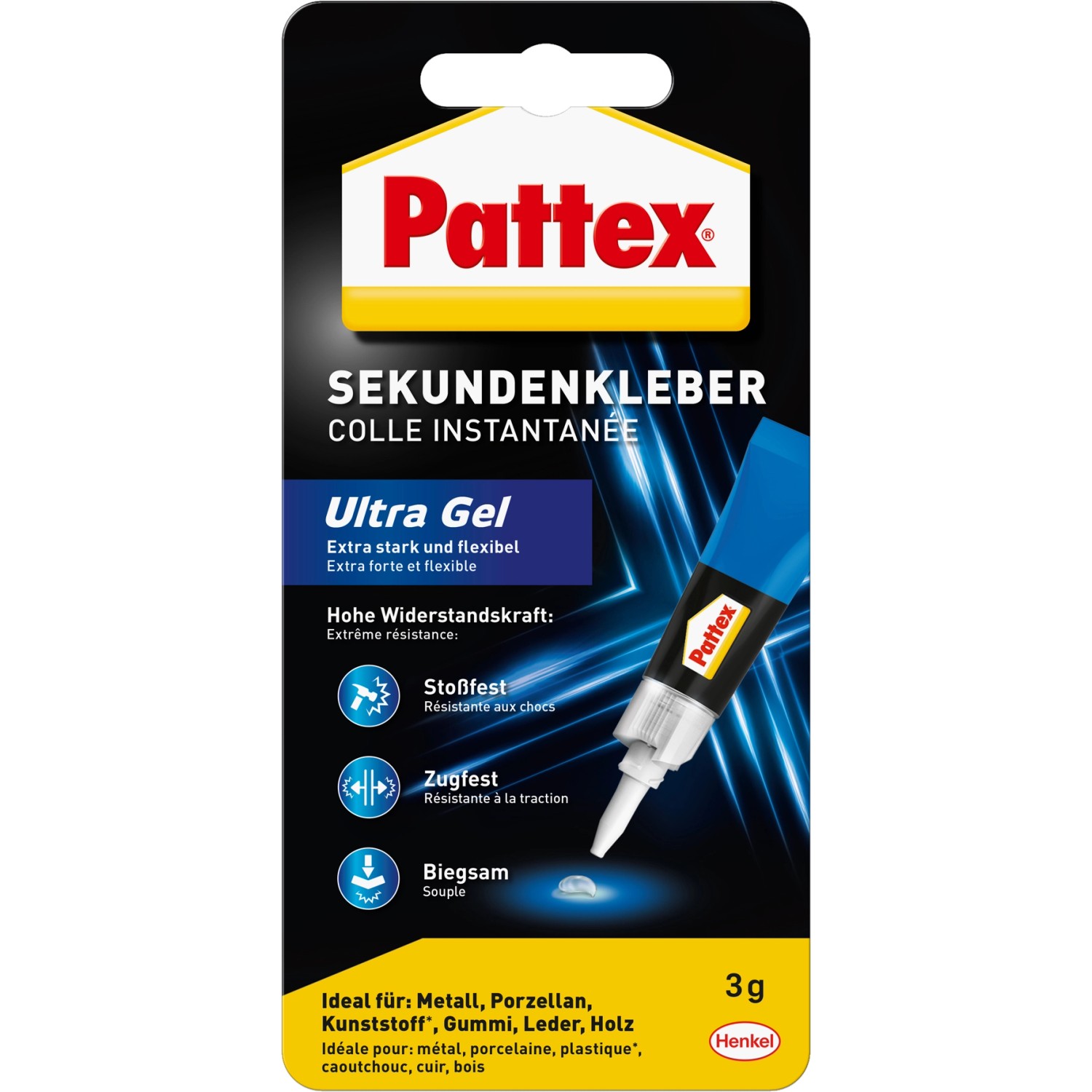 Pattex Sekundenkleber Ultra Gel flexibler Alleskleber 3g