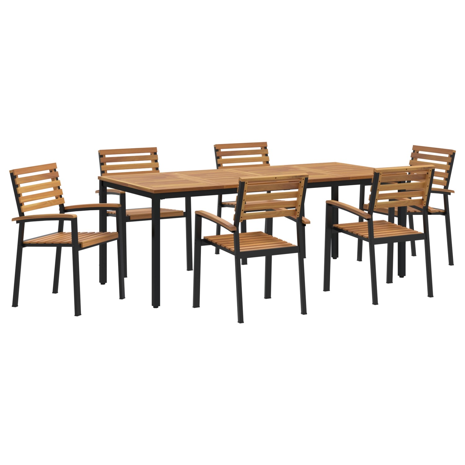 vidaXL 7-Teiliges Garten-Esstisch-Set aus Massivem Akazienholz und Metall 3 günstig online kaufen