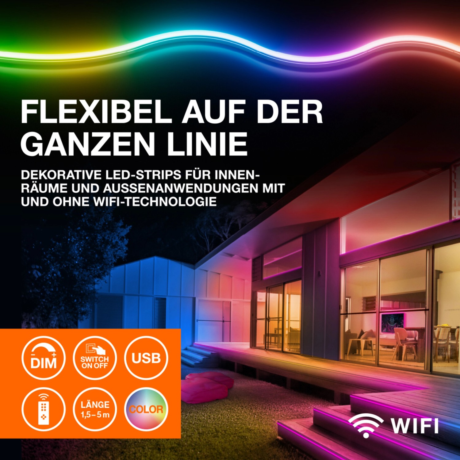 LEDVANCE LED-Strip Neon Digitalflex: Flexibler RGB LED-Streifen mit Fernbedienung für Innen- und Außenbereiche.