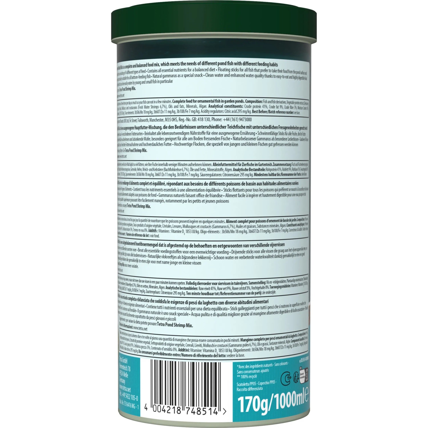 Tetra Pond Multi Mix Fischfutter 1 l für Teichfische: Mix aus Flocken, Sticks und Wafern.