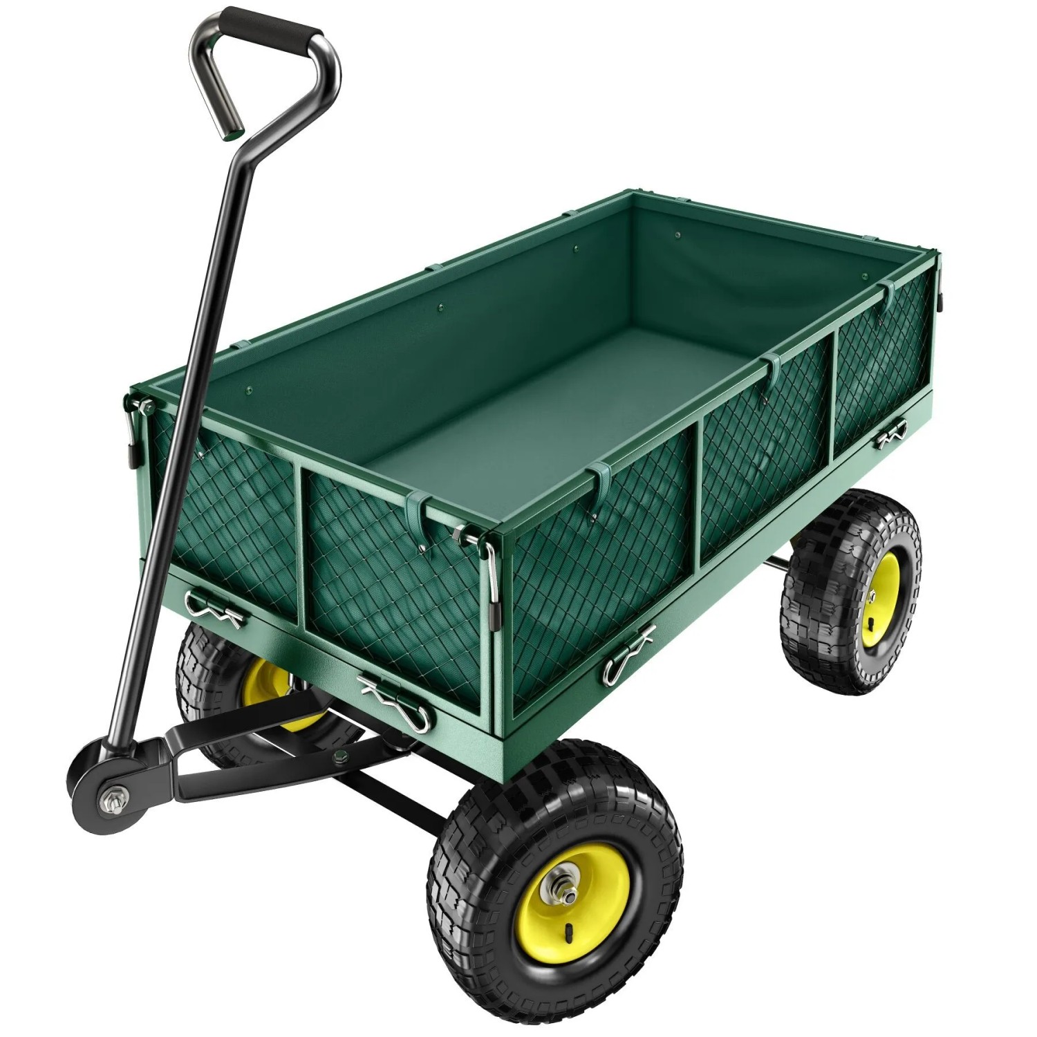 Tectake Bollerwagen  Mit Klappbaren Seitenwänden Luftreifen  113 x 51 x 56 cm Grün