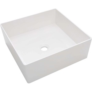 Weißes, quadratisches baliv Aufsatzwaschbecken WBA-7100, 41x41 cm, ohne Hahnloch.