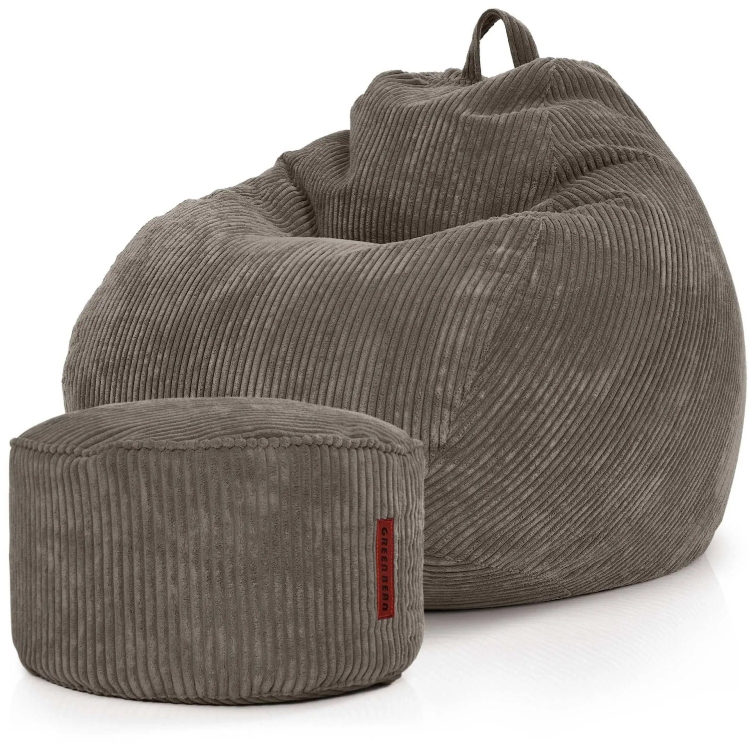 Green Bean Sitzpouf 2er Set Scoop + Pouf 90 x 90 x 110 cm Cord Waschbarer Bezug Anthrazit