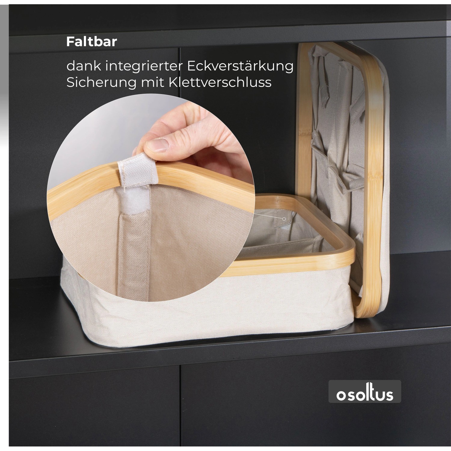 osoltus Badezimmer Box Nelson 2x Bambus Aufbewahrungskorb Beige 4 Fächer_4