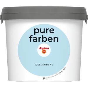 Eimer Alpina Wandfarbe Pure Farben Wellenblau, matte Innenfarbe für Wände.