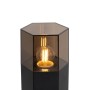 Schwarze QAZQA Außenleuchte Denmark mit Rauchglas, sechseckig, 30 cm hoch.