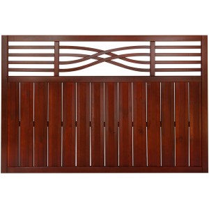 Brauner Vorgartenzaun Malaga, 120x180 cm, mit dekorativem Flechtmuster im oberen Bereich.