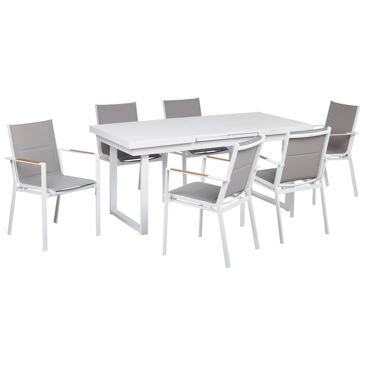 Beliani Gartentisch Set VALCANETTO/BUSSETO Weiss Grau Heller Holzfarbton günstig online kaufen