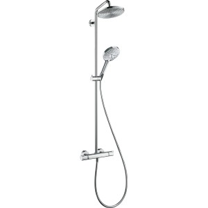 Hansgrohe Raindance Brauseset mit Kopf- und Handbrause, Thermostat in Chrom für entspanntes Duschen.