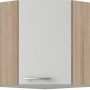 Optifit Eckoberschrank Dakar286, 60x60 cm, Weiß-Eiche Dekor, Küchen-Eckschrank mit Tür und Metallgriff.