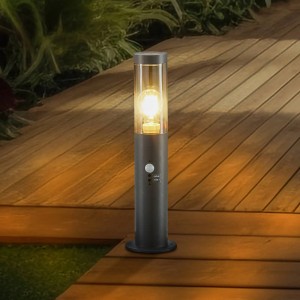 Lindby Außenleuchte Statius 10012784 mit Bewegungsmelder Spritzwassergeschützt Modern in Schwarz aus Metall 1-flammig E27