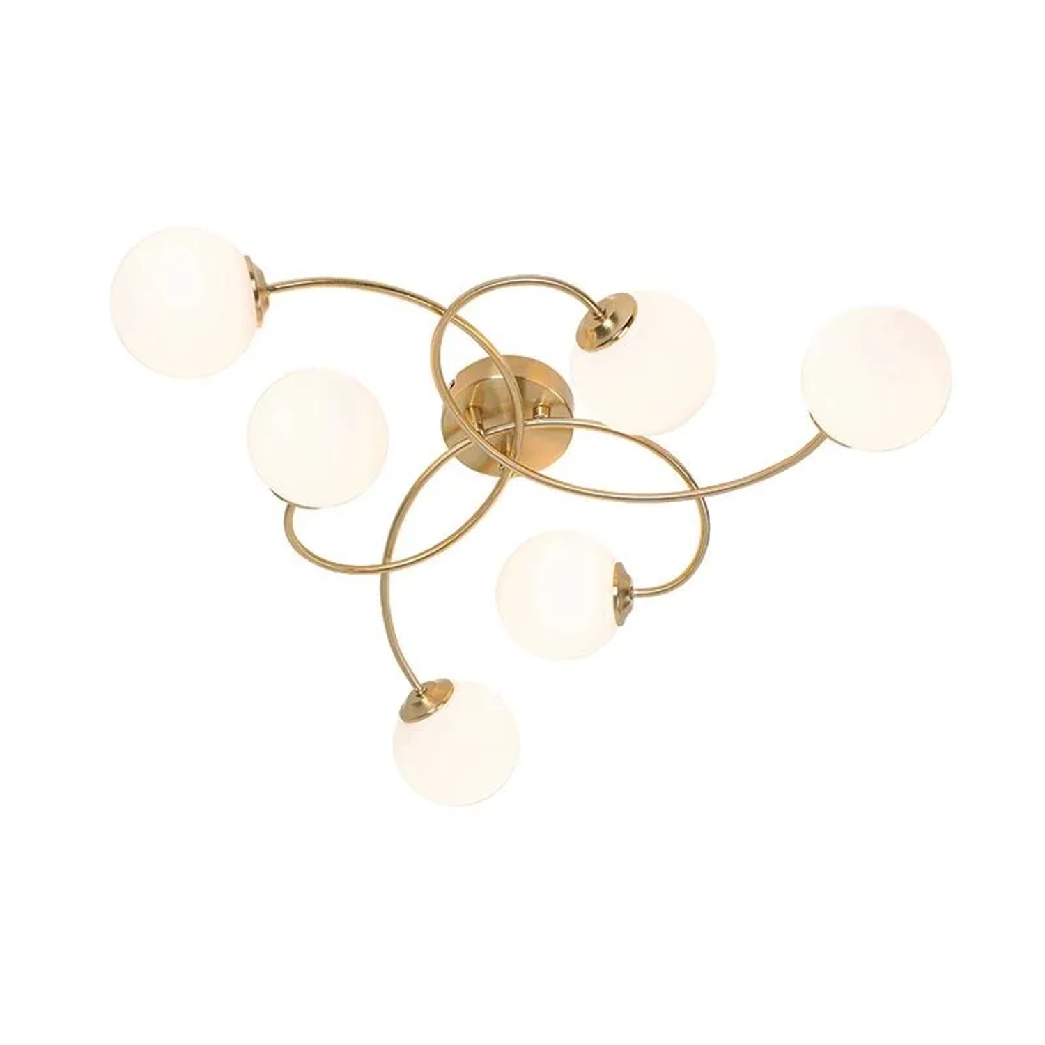QAZQA Moderne Deckenleuchte Gold mit Opalglas 6 Lichter Athens