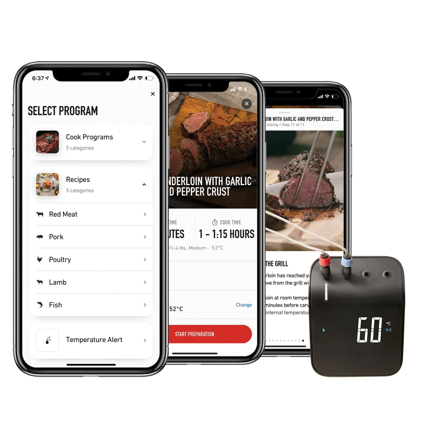 Weber Connect Smart Grilling Hub Grillthermometer mit App-Anzeige für perfekte Grillergebnisse.