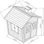 Skizze Axi Spielhaus Olaf aus Zedernholz mit Maßen, rot-grau, 129x114x120cm, für Kinder.
