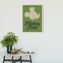 Wandbild: Mickey Mouse Lines, 30x40 cm, grüner Hintergrund mit Mickey Mouse Silhouette.