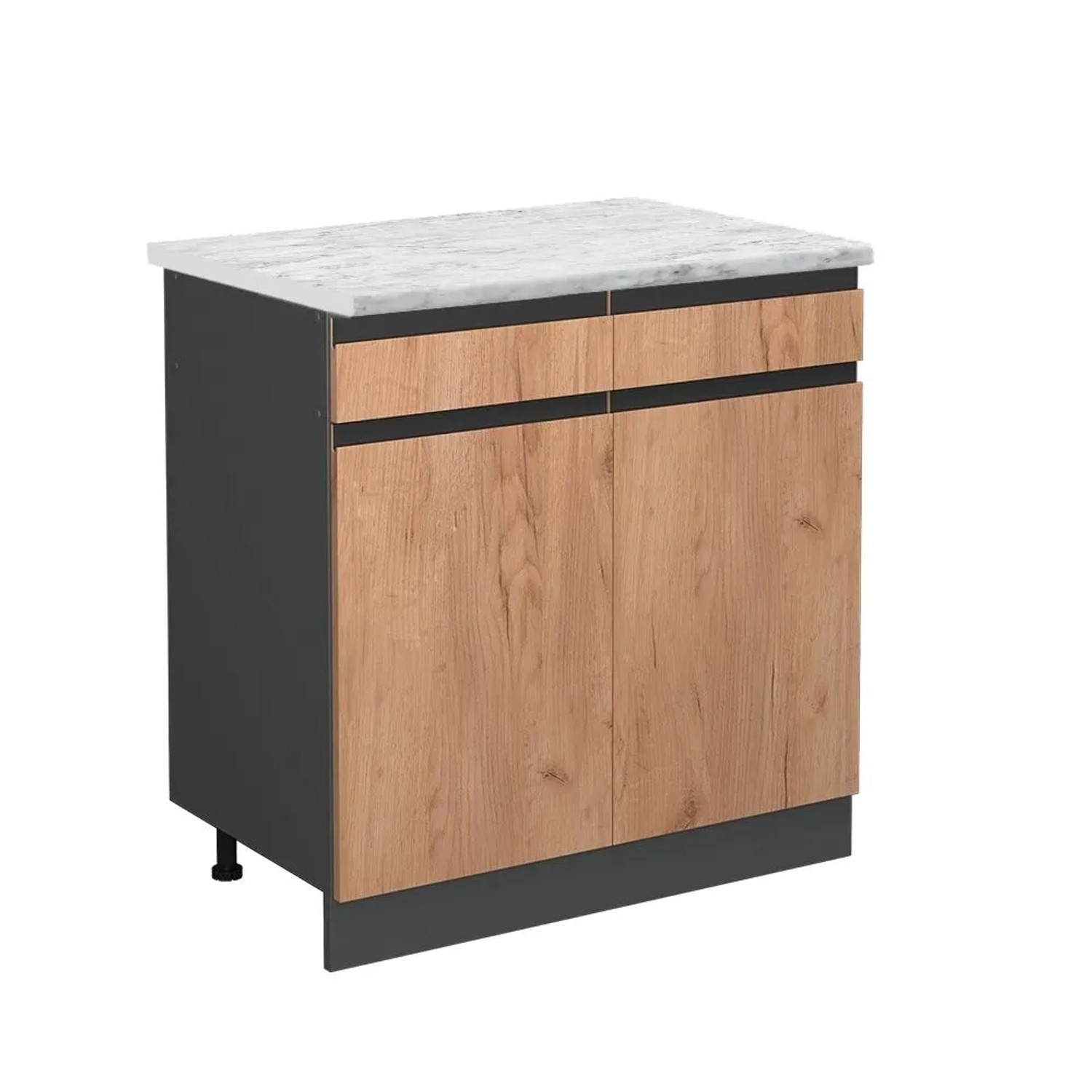 Vicco Schubladenunterschrank R-Line Schubladenschrank für die Küche Goldkraft Eiche 80 cm J-Shape AP Marmor