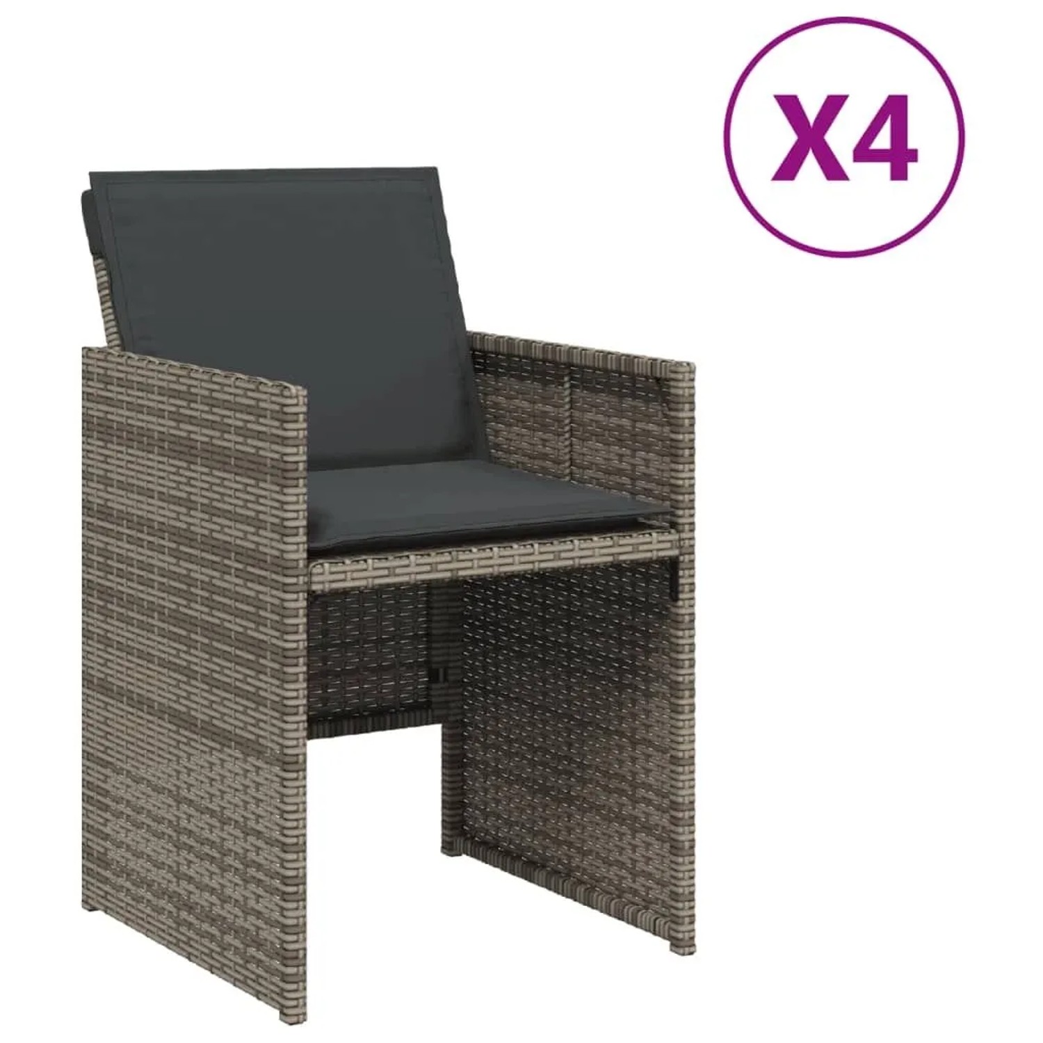 Furnicato Gartenstuhl Grau Pe Rattan Klappbar Mit Kissen 50 5 X 54 X 79 Cm