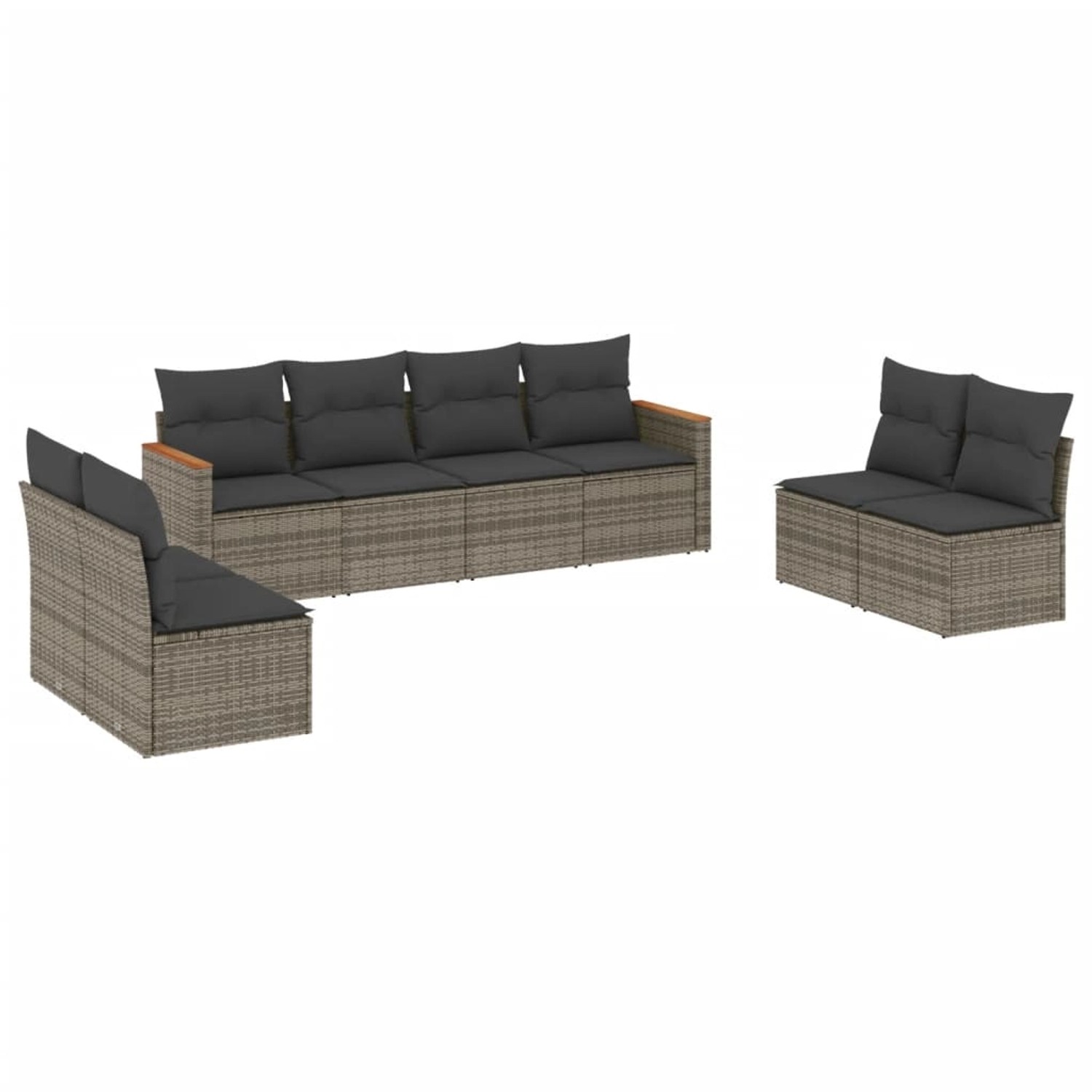 vidaXL 8-tlg Garten-Sofagarnitur mit Kissen Grau Poly Rattan Modell 132 günstig online kaufen