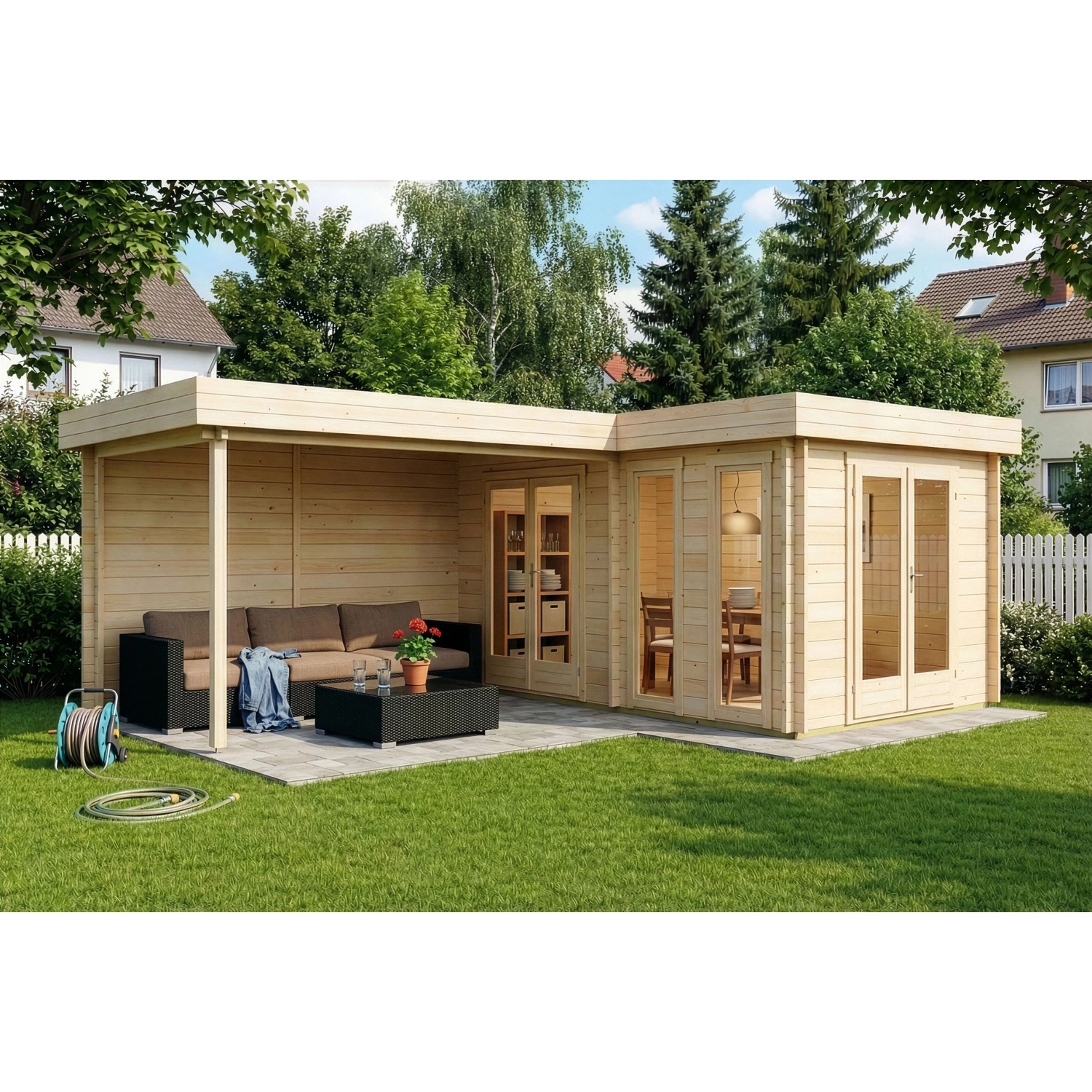 Carlsson Gartenhaus Quinta Flachdach Unbehandelt 680 cm x 467 cm