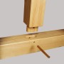 Detailaufnahme: Skan Holz Fachwerk Carport Montage mit Holzverbindungen.