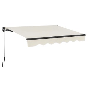 Beige Gelenkarmmarkise 400x300 cm mit Handkurbel für Balkon und Terrasse.