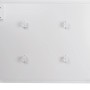 Rückansicht des weißen WiFi-Infrarot-Panel-Heizers Odda 540 W mit Montagevorrichtung und Standfüßen.