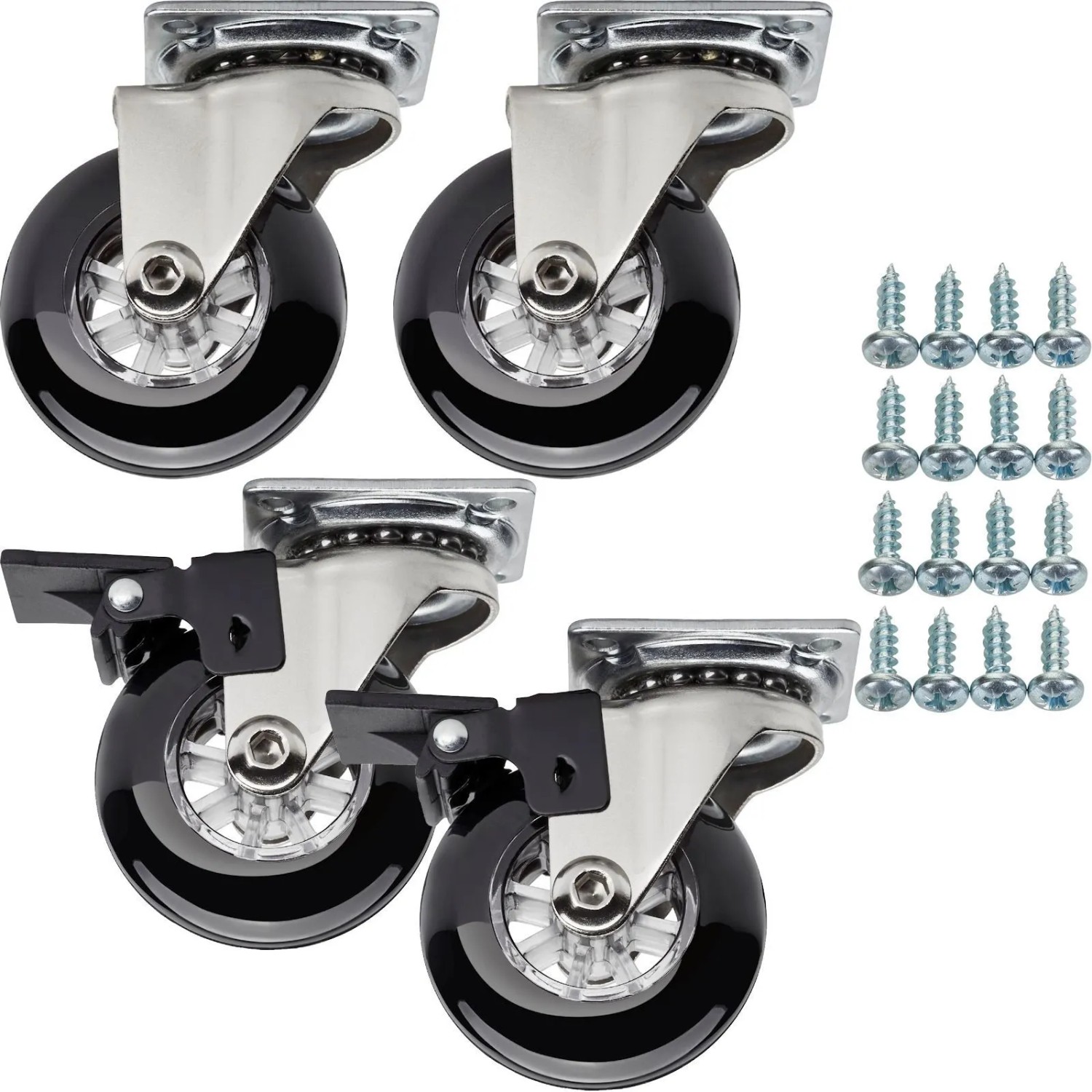 SOTECH SET 2 und 2 Möbelrolle SWIFT Ø50 mm Schwarz inkl. SchraubenSET 2 und 2