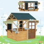 AIYAPLAY Spielhaus aus Holz mit Kreidetafeln und Fensterbank, ideal für Kinder von 3-8 Jahren.