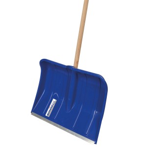 SONNECK Schneeschieber aus Kunststoff, 50cm breit, mit Holzstiel und D-Griff.