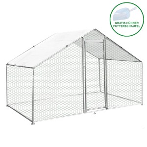 Monstershop Hühnerfreilauf 4x2x2m mit Dachplane und gratis Futterschaufel.