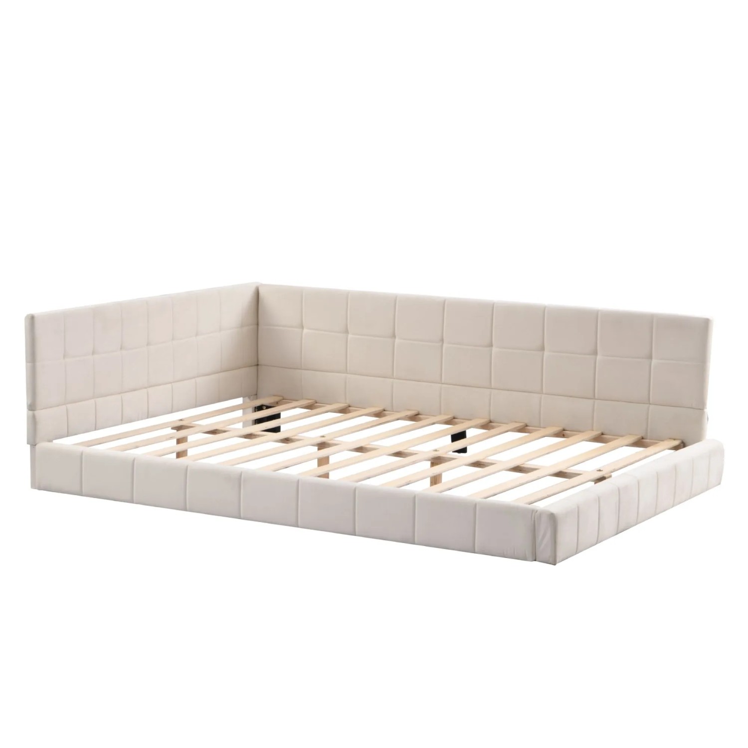 Merax Schlafsofa 140x200cm Samt Lattenrost Beige