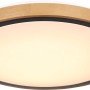 Globo LED-Deckenleuchte Bruno, schwarz matt, mit Holzrahmen, 437 mm Durchmesser.
