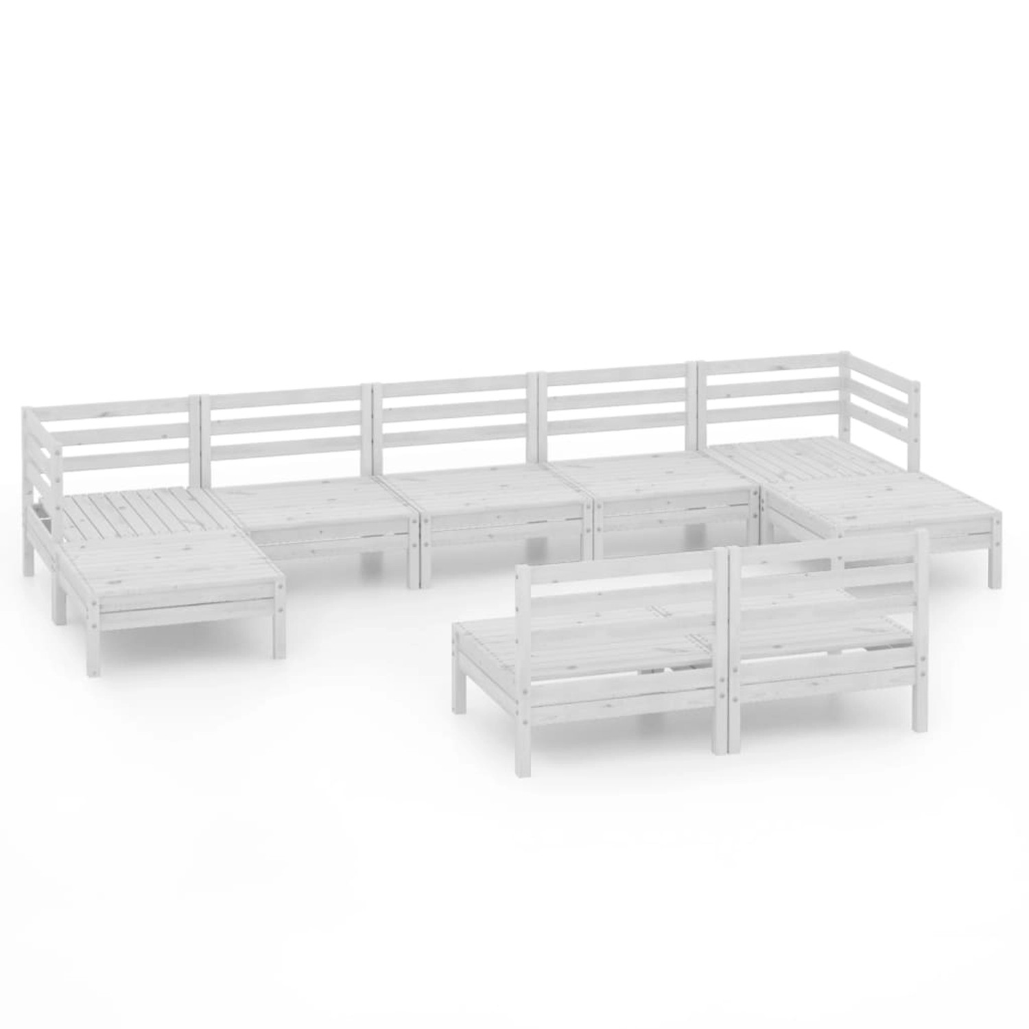 vidaXL 9-Tlg Garten-Lounge-Set Weiß Massivholz Kiefer 3083355