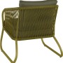Detailansicht Lounge-Sessel des 4-teiligen Lounge-Set Scafford mit Seilbespannung in Oliv.