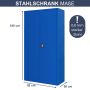 Blauer DELUKE Werkzeugschrank mit Lochwand, 185x92x50 cm, Stahlschrank für Werkstatt und Garage.