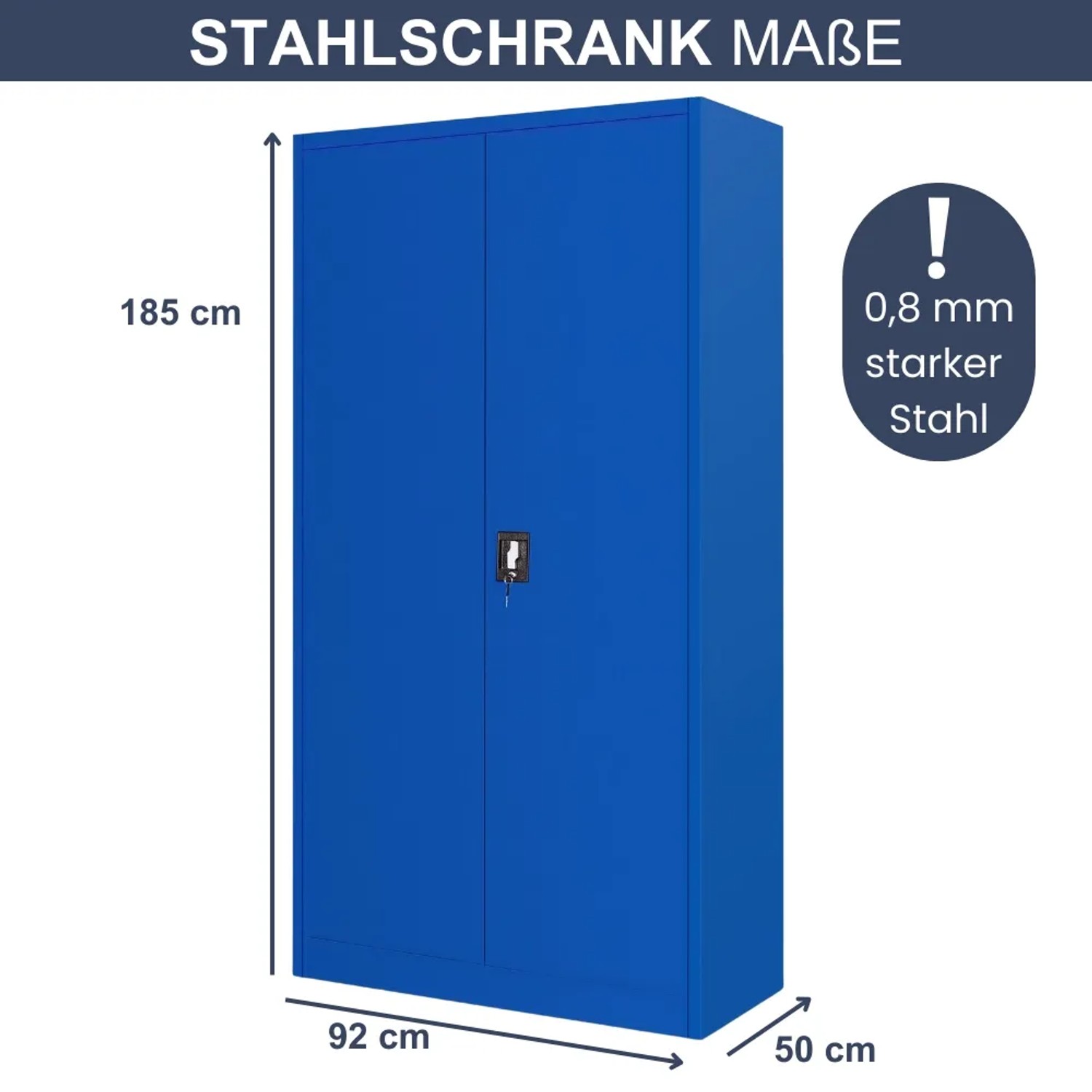 Blauer DELUKE Werkzeugschrank mit Lochwand, 185x92x50 cm, Stahlschrank für Werkstatt und Garage.