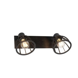 Schwarze, industrielle QAZQA Deckenlampe Fotu mit zwei Leuchten.
