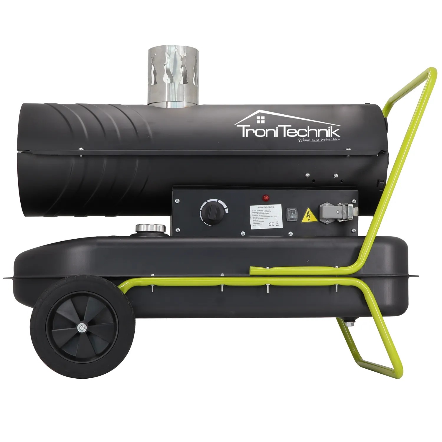 TroniTechnik Diesel Heizkanone 20kW mit Rädern, Tragegriff und 36l Tank.