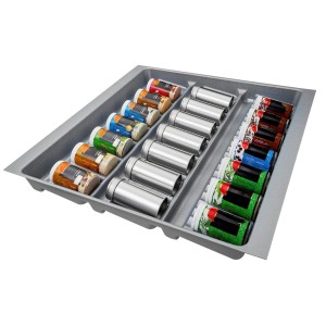 SOTECH ORGA-BOX-3 Gewürzgläsereinsatz Tiefe 473 mm Höhe 50,5 mm Silbergrau Schubladeneinsätze Breite 491 mm
