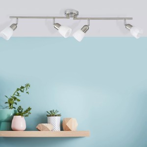 Brilliant Spotrohr Sofia, 4-flammig, Eisen/Chrom/Weiß, flexible Spots für Decke oder Wand.