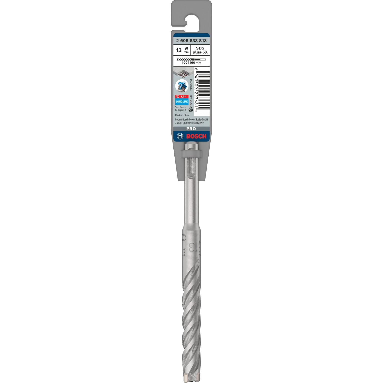 Bosch Hammerbohrer SDS Plus-5x, 13 mm Durchmesser, für Bohrersets und Hammerbohrer.