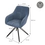 Blauer, drehbarer Esszimmerstuhl aus Webstoff mit Armlehne von ML-Design.