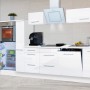 Respekta Premium Küchenzeile 310 cm in Weiß Hochglanz mit E-Geräten und viel Stauraum.