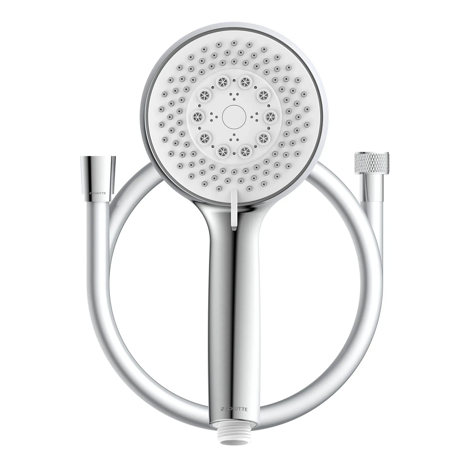 Schütte Handbrause-Set Torino Chrom mit Brauseschlauch und Antikalk-Noppen.