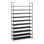Schwarzes Relaxdays Schuhregal Stecksystem aus Metall mit 10 Ebenen, ca. 176,5 cm hoch.